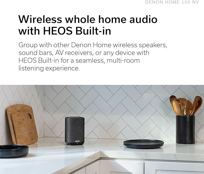 Denon Home 150 NV Wireless Speaker (White), 1" Tweeter, 3.5" Woofer, Home Speaker with HEOS Built-in, AirPlay 2, and Bluetooth, Multi-Room Streaming, Simple Setup, Compact Design