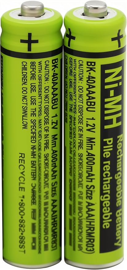 2 BK-40AAABU 1.2V 400mAh Battery Packs for Panasonic BK40AAABU Highpower Corun Cordless Phone