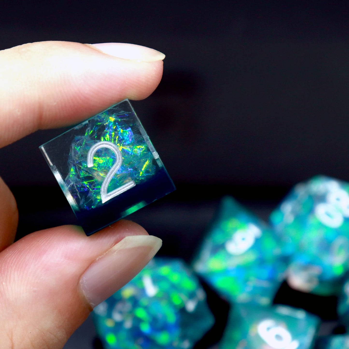 Haxtec Sharp Edge DND Dice Set, Iridecent Resin Polyhedral RPG Dice