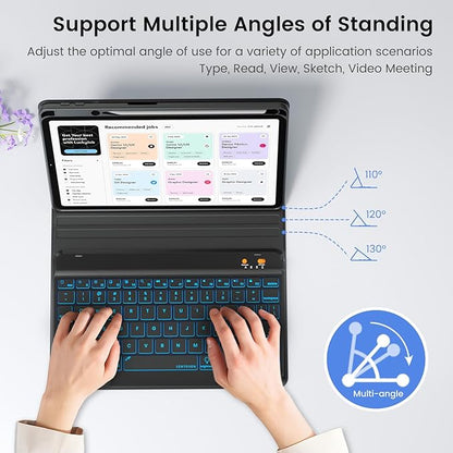 BLUTLOTUS Keyboard case for iPad 9th/8th/7th Generation 10.2 Inch - Backlit Wireless Detachable Folio Keyboard Cover with Pencil Holder for iPad 9th/8th/7th Gen, Air 3rd Generation 10.5 Inch