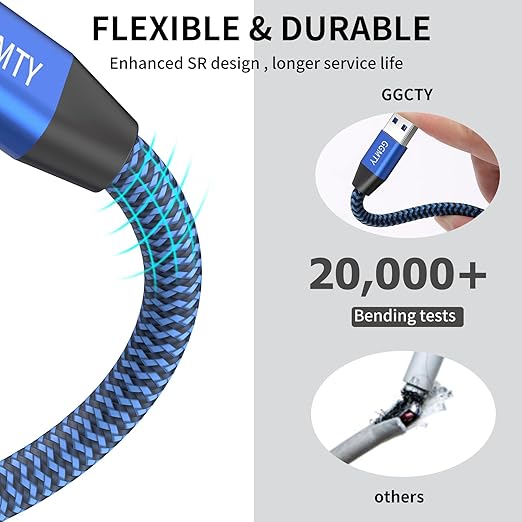 USB 3.0 Extension Cable 15ft,Type A Male to Female Extension Cord Durable Braided Material High Data Transfer Compatible with USB Keyboard,Mouse,Flash Drive, Hard Drive,Printer