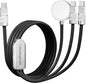 chubbycable Tri-Flex 3 in 1 USB C Cable for Apple Watch Charger Silicone 100W Multi Charging Cable Fast Charge Compatible with iPhone 16/15 Series iWatch iPad Airpods MacBook, 4.1FT, Black