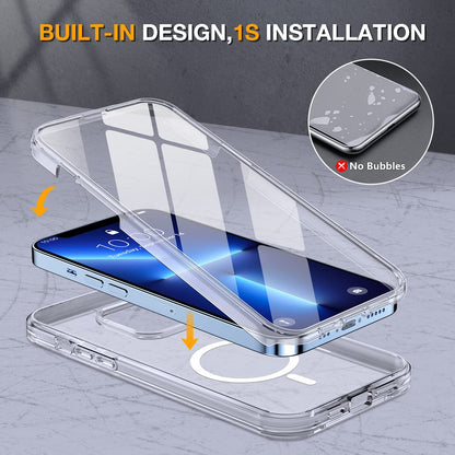 Miracase for iPhone 13 Pro Case 6.1",Full-Body Protection,Clear Bumper Case with Built-in 9H Tempered Glass Screen Protector,Military-Grade Drop Protection Outdoor Phone Case for iPhone 13 Pro,Clear