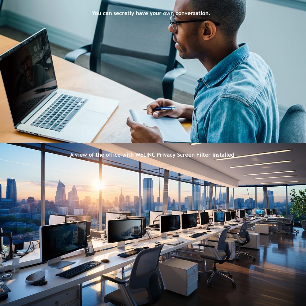 WELINC 22 Inch - 16:10 Aspect Ratio - Computer Privacy Screen Filter for Widescreen Monitor - Anti-Glare - Anti-Scratch Protector Film - Protects Your Eyes from Harmful Glare and Blue Light
