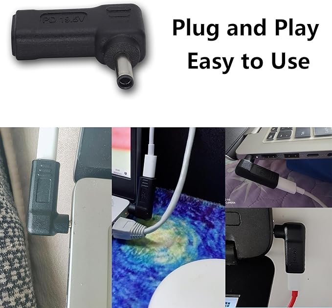 90W PD Power Charger Connector Adapter USB C to 4.5mm Laptop Charging Adapter Type C Female to DC 4.5 x 3.0mm Male Plug PD Power Charger Connector for H-P/De-ll[DP-4530]