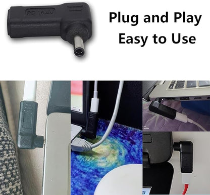 90W PD Power Charger Connector Adapter USB C to 4.5mm Laptop Charging Adapter Type C Female to DC 4.5 x 3.0mm Male Plug PD Power Charger Connector for H-P/De-ll[DP-4530]