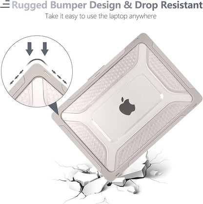 Batianda Case for New MacBook Air 13.6 inch 2025 M4 2024 2022 Release A3240 A3113 A2681 Model,Honeycomb Heavy Duty Protective Hard Shell with TPU Bumper Fold Kickstand & Keyboard Cover, Rock Gray