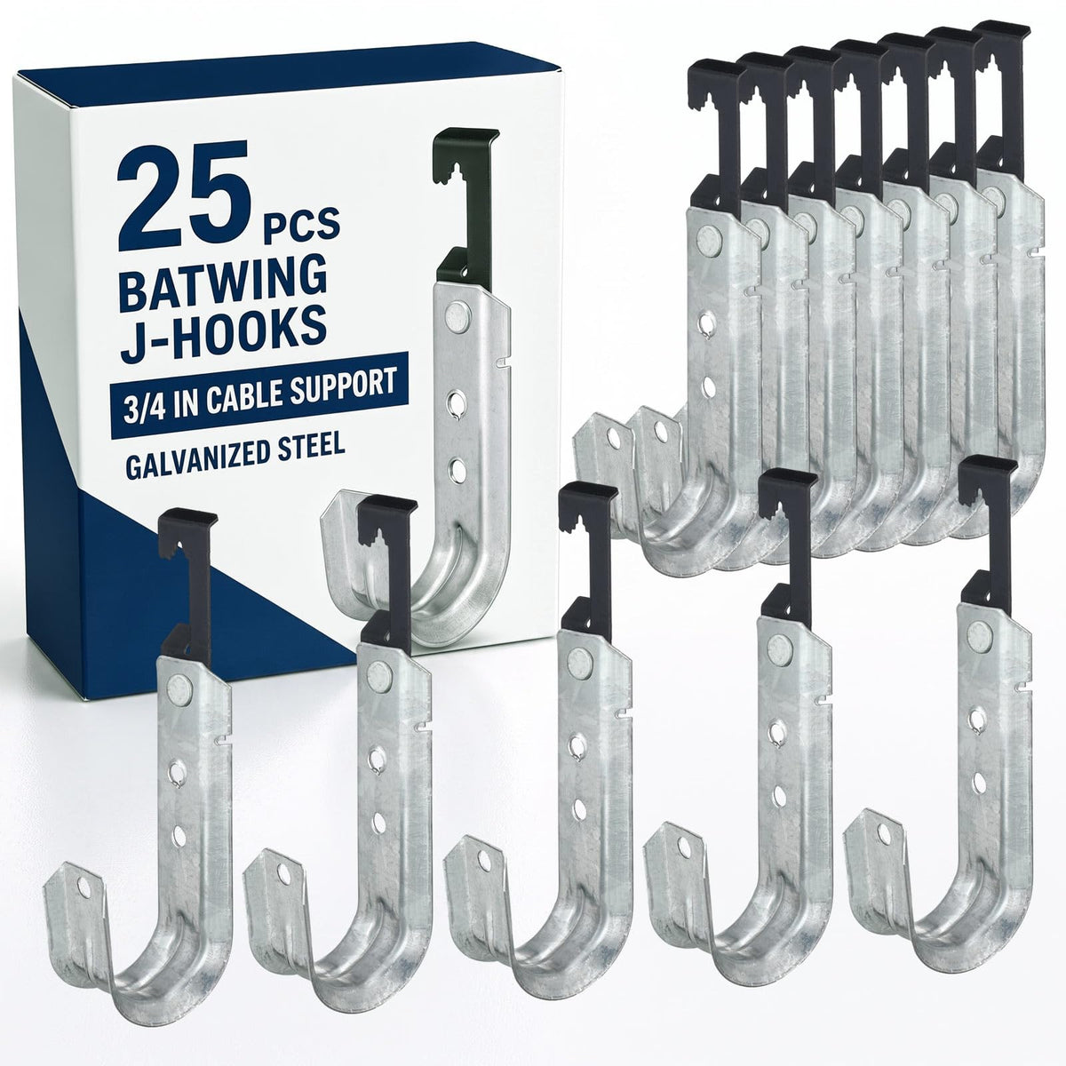 Zonon 25 Pcs J Hooks Bat Wing Cable Support Hangers, 2 Inch
