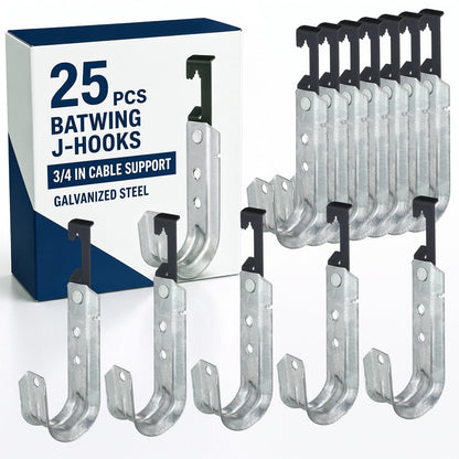 Zonon 25 Pcs J Hooks Bat Wing Cable Support Hangers, 2 Inch
