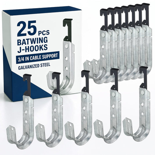 Zonon 25 Pcs J Hooks Bat Wing Cable Support Hangers, 2 Inch