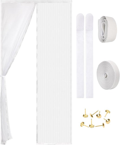 Magnetic Screen Door - Self Sealing, Heavy Duty, Hands Free Mesh Partition Keeps Bugs Out Let Breeze in- Pet and Kid Friendly - Keep Open Feature (White, Fit Door Size 36 x 80 Inch)