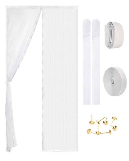 Amzjjle Magnetic Screen Door - Self Sealing, Heavy Duty, Hands Free Mesh Partition Keeps Bugs Out Let Breeze in- Pet and Kid Friendly - Keep Open Feature (White, Fit Door Size 34 x 80 Inch)