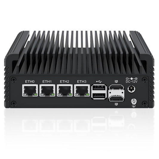 Firewall Micro Appliance Core N150,4xi226-V 2.5G Fanless Mini PC,DDR5,2*NVMe 2*SATA,6*USB,2*HDMI,Type-C,DP,Firewall Mini PC NAS Server
