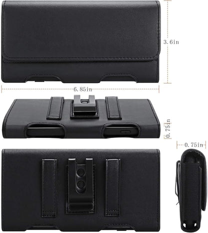 BECPLT for Galaxy S24 Ultra S23 Ultra 5G S22 Ultra 5G Holster Case, Leather iPhone 15 Pro Max Belt Clip Holster Pouch Carrying Sleeve with ID Card Holder for Galaxy A14 A12 A42 Note 20 Ultra (Black)
