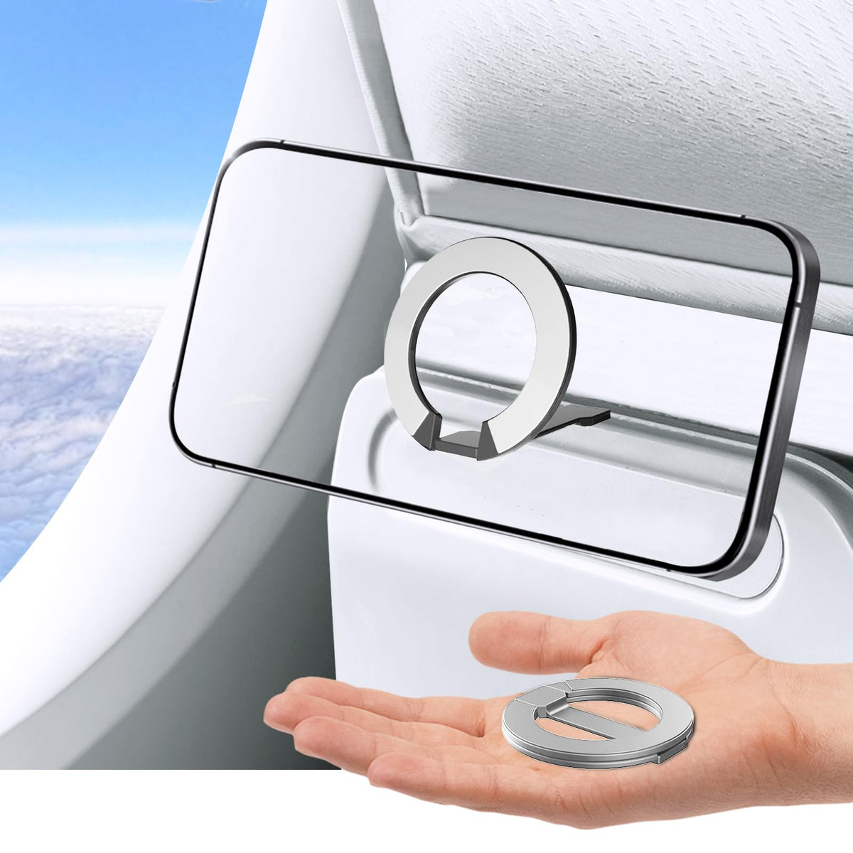 Mini 2-Pack Airplane Phone Holder, Must-Have Plane Phone Mount, Black