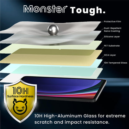 BELLEMOND Tempered Glass Screen Protector for Galaxy Tab S11 / S10 FE / S9 FE / S9 / S8 / S7 (10.9”/11”) | Ultra Clear | EZ Guide Kit for Flawless Install | 10H | 1 Pack | Designed in Japan