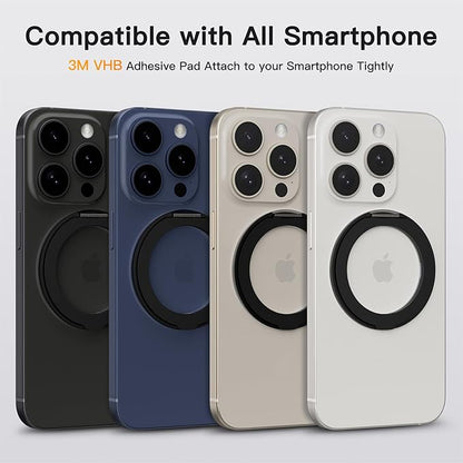 COOLQO 2Pcs 360 Spin Cell Grip Ring Phone Stand [Upgrade Gear Hinge Stress Anxiety Relief] Magnetic Holders for Your car Accessories Desk Mount Compatible with iPhone All Smartphones, Black