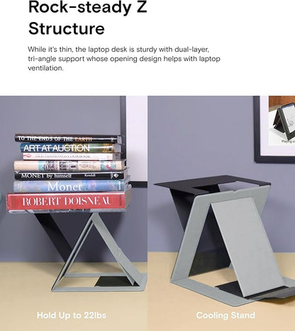 MOFT Folding Laptop Stand Lap Desk, Portable & Mini Computer Stand Laptop Desk for Travel and Home Office, Ergonomic Design with Adjustable Viewing Angles, Lightweight Computer Cooling Riser, Black
