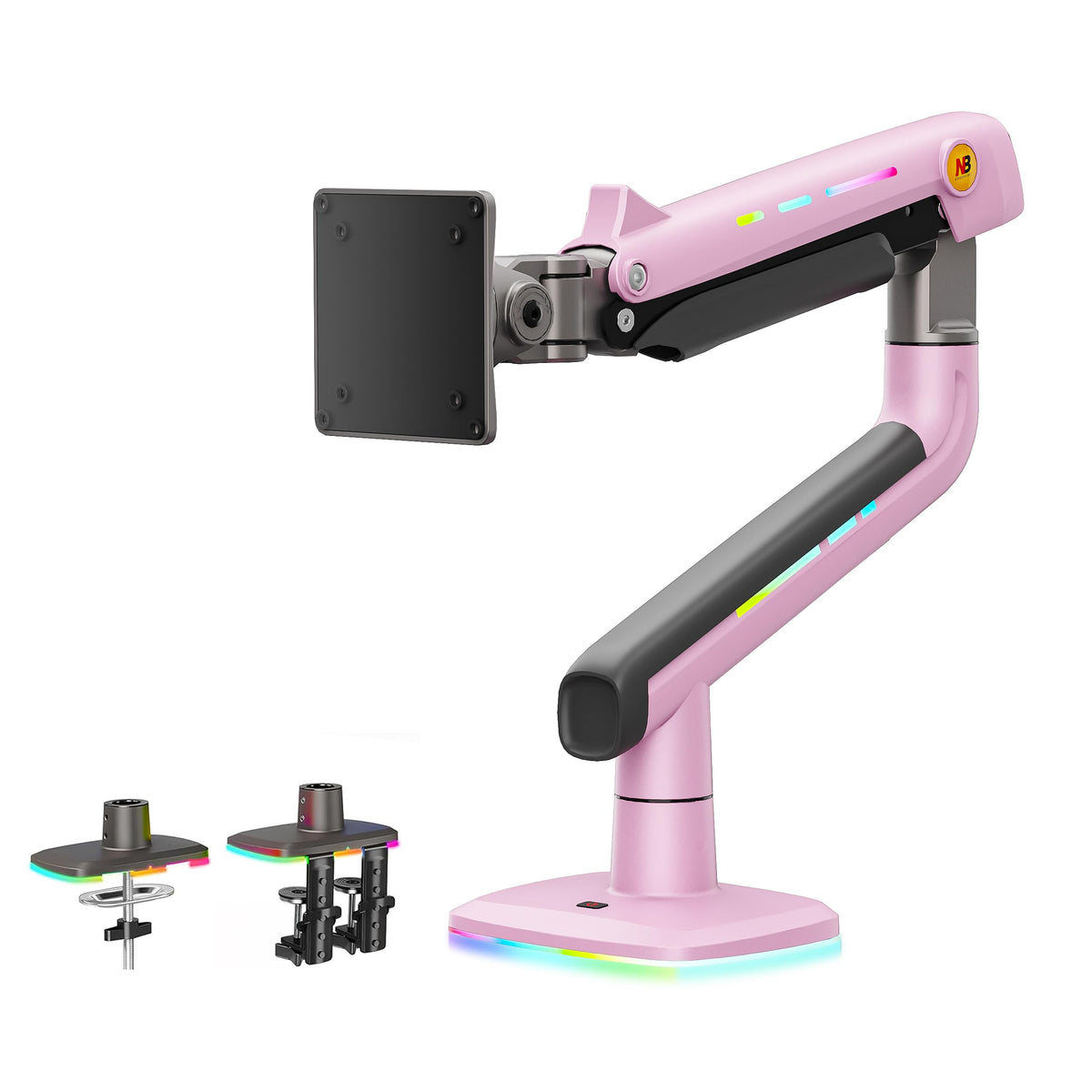 NB Gaming Monitor Arm or for 32 to 60 Inches Screen, Load up to 20 kg, VESA 75/100, RGB-Light, Heavy Duty, Multi Angle Adjustable, Premium Aluminum, Blue