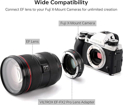 VILTROX EF-FX2 Pro Auto Focus Lens Adapter 0.71x Focal Reducer Speed Booster Adapter Compatible with Canon EF Mount Lens to Fuji X-Mount Camera X-T3 X-T2 X-T20 X-T10 X-T100 X-PRO 2 X-E3 X-A20