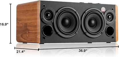Edifier D12 Integrated Desktop Computer Speakers with Bluetooth 5.0, Wireless Stereo Tabletop Speaker 70 Watts RMS with Subwoofer Line Out, RCA, Aux Input for PC Monitor Laptop - Wooden Enclosure