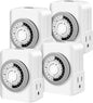 Outlet Timer,Timers for Electrical Outlets Indoor with 3-Prong Dual Outlet,24-Hour 30 Minute Daily On/Off Cycle, Plug-in Mechanical Timers for Christmas Lights, Lamps, Grow Light (4-Pack)