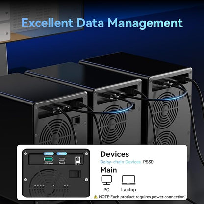 6 Bay Hard Drive Enclosure with Cooling Fan for 2.5“/3.5" SATA HDD/SSD with USB A/C 3.2 Gen 2, Support Hot Swappable, Daisy Chain Expansion, Tool-Free HDD Enclosure, DAS(NO RAID/NAS)