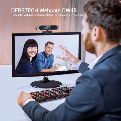DEPSTECH 4K Webcam, DW49 HD 8MP Equipped with Sony Sensor Autofocus Webcam with Microphone, Privacy Cover, Plug Play USB Computer Web Camera for Pro Streaming/Online Teaching/Video Calling/Zoom/Skype