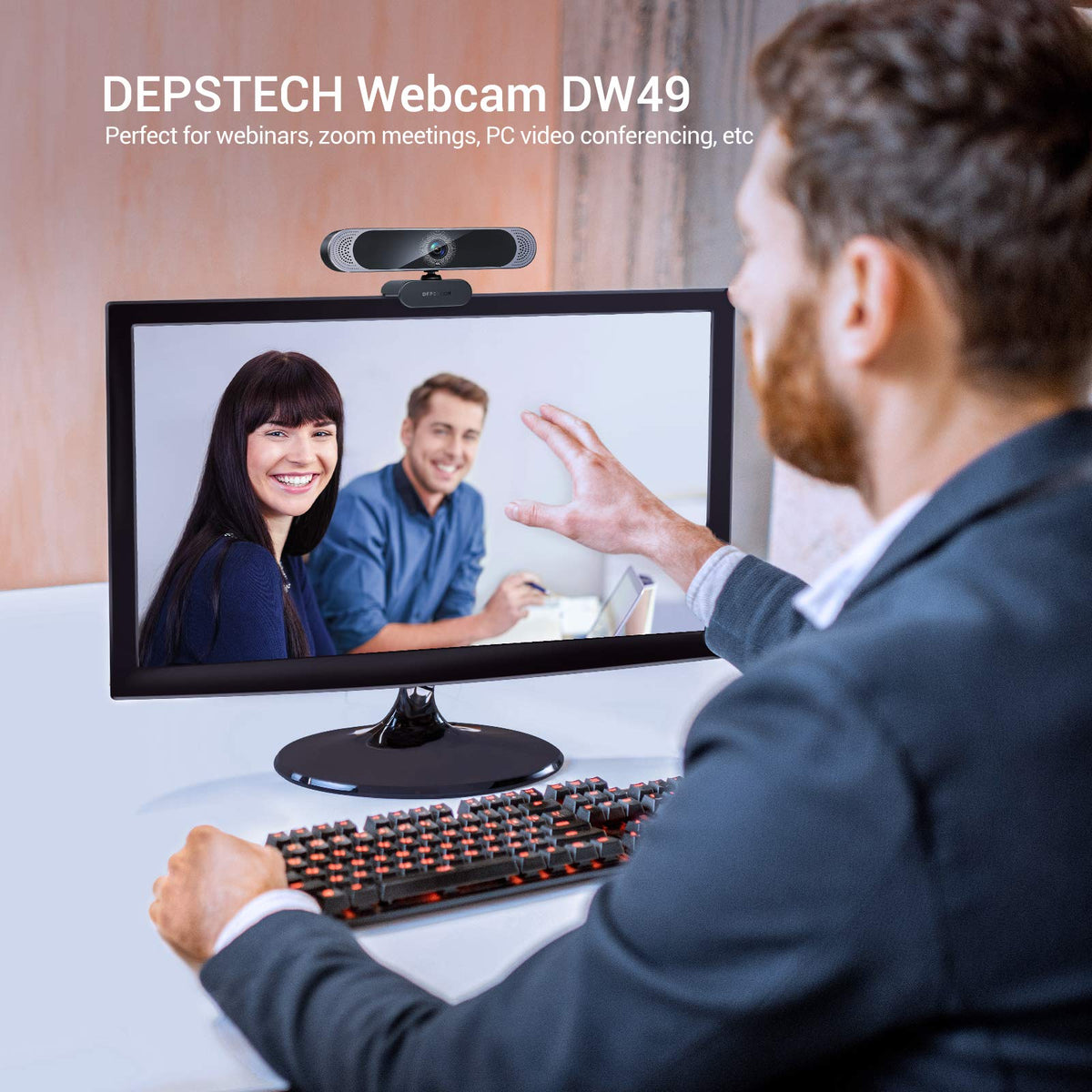 DEPSTECH 4K Webcam Ultra HD 1/2.55'' Sony Sensor Autofocus Webcam, 80° FOV (Black)