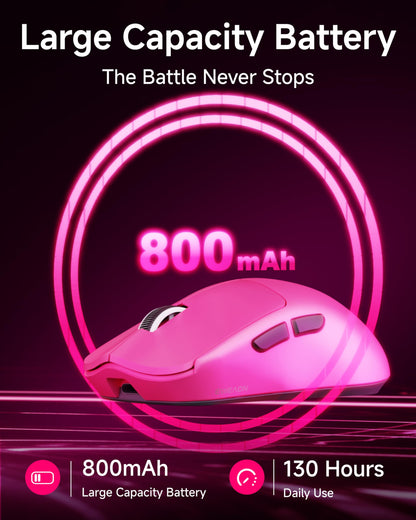 SEUNKWANG EWEAND X23 Pro Gaming Mouse, Tri-Mode 2.4G/USB-C/Bluetooth Wireless Mouse, PAW3311 Sensor, 12,000 DPI, 59g Lightweight, 1ms Ultra-Low Delay, Gaming & Computer Mouse for Laptop/PC/Mac-Pink