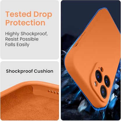 FireNova Designed for iPhone 13 Pro Case, Silicone Upgraded [Camera Protection] Phone Case with [2 Screen Protectors], Soft Anti-Scratch Microfiber Lining Inside, 6.1 inch, Kumquat