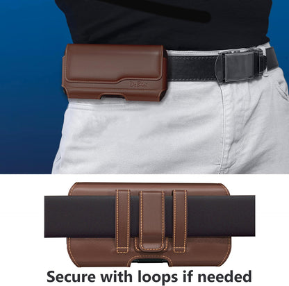 DeBin Case for Galaxy A15 A16 A17 A25 A35 A55 A54 A53 A52 A20 Note 20 10+ S25 FE S24 FE S23 FE, Cell Phone Belt Holder Holster Clip Pouch Cover (Fits Samsung Phone with Otterbox Case) Brown