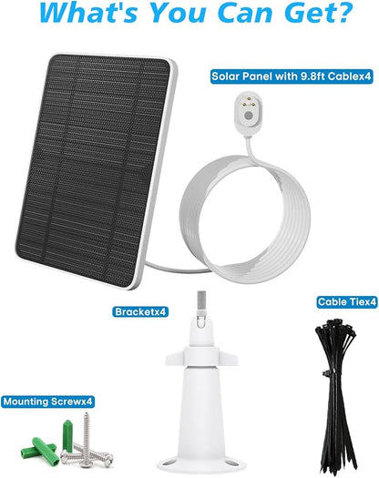 Arlo Solar Panel Charger Compatible with Pro 5S/4/3/3 Floodlight/Ultra/2, 6V 4.5W Solar Panels IP65 Weatherproof w/ 9.8ft Charging Cable, Adjustable Wall Mount, 4 Pack