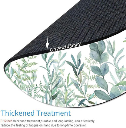 Round Mouse Pad, Green Grass Mouse Pad, Washable Gaming Mousepads with Lycra Cloth, Non-Slip Rubber Base Computer Small Mouse Pads for Wireless Mouse, Leaves