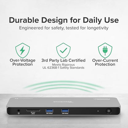 Plugable Thunderbolt 4 Dock for Quad Monitors 100W, Thunderbolt Docking Station Connects up to Four 4K Monitors for Windows and Mac Laptops, 2x HDMI, 4x Thunderbolt 4/USB C, Driver Required TBT-6950PD