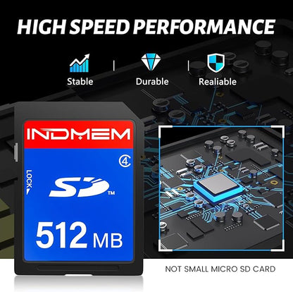 INDMEM SD Card 512MB, 10 Packs Class 4 512MB Flash Memory Card MLC Standard Secure Digital Cards Camera Cards