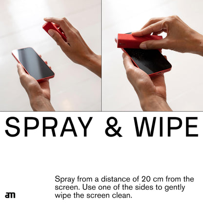 am Mist Screen Cleaner Spray with Microfiber Cloth – Alcohol-Free, Green