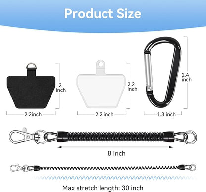 SHANSHUI Phone Lanyard, Spring Rope Phone Tether Tabs with Mountaineering Buckle Free Your Hands Anti Theft Outdoor Skiing Cycling Climbing Strap Fitting for All Smartphones