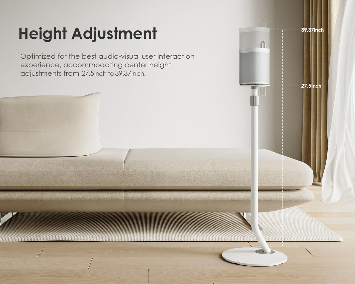 FITUEYES Universal Speaker Stand Pair, with Height Adjustable, White,1 Pair