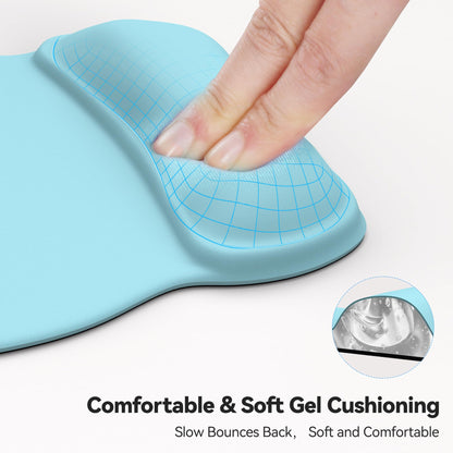 TECKNET Gel Ergonomic Mouse Pad with Wrist Rest, Non-Slip PU Base, LT.Blue