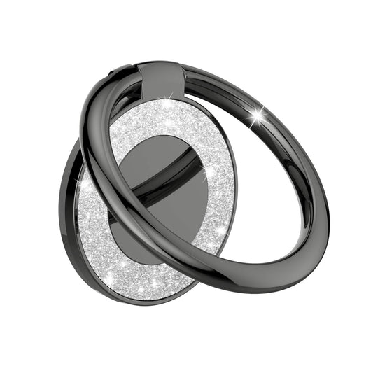 Pikabo Adhesive Phone Ring Holder Stand, 360° Rotation Cell Phone Finger Ring Kickstand, Glitter Phone Grip for Smartphones. (Glitter Black)
