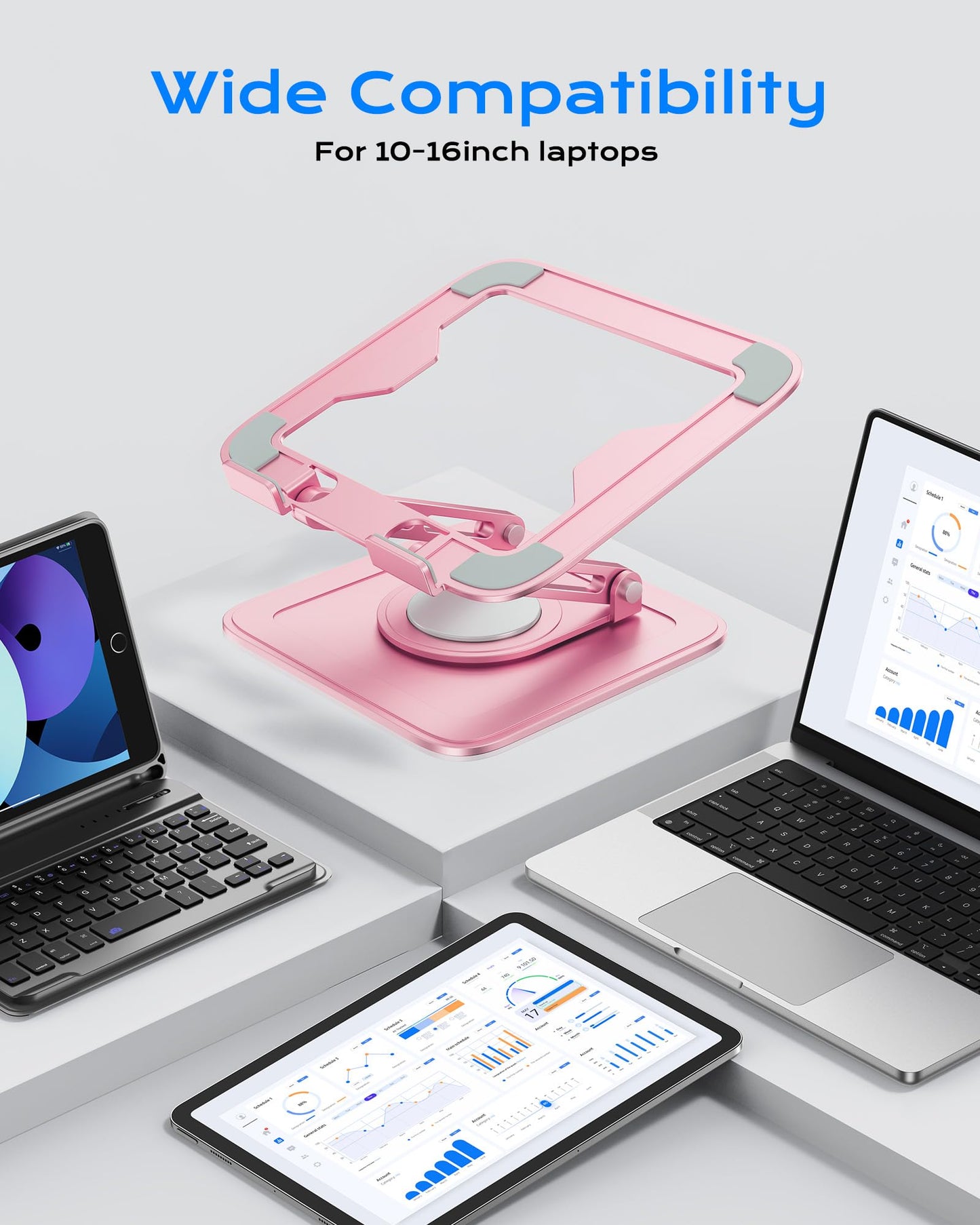 LOXP Adjustable Laptop Stand, Computer Stand with 360 Rotating Base