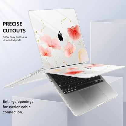 Case for MacBook Pro 13 inch with/Without Touch Bar (2016-2022, M2 A2338 M1 A2289 A2251 A2159 A1989 A1706 A1708), Hard Shell + Keyboard Cover + Dust Plug, Spring Floral