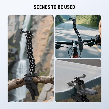 NEEWER Flexible Clamp Mount Compatible with GoPro DJI Action Cameras, Jaw Flex Super Clamp Holder, Desk Pole Clip Mount with Tube & Adapter Accessories for Photography & Video Recording, GP-80