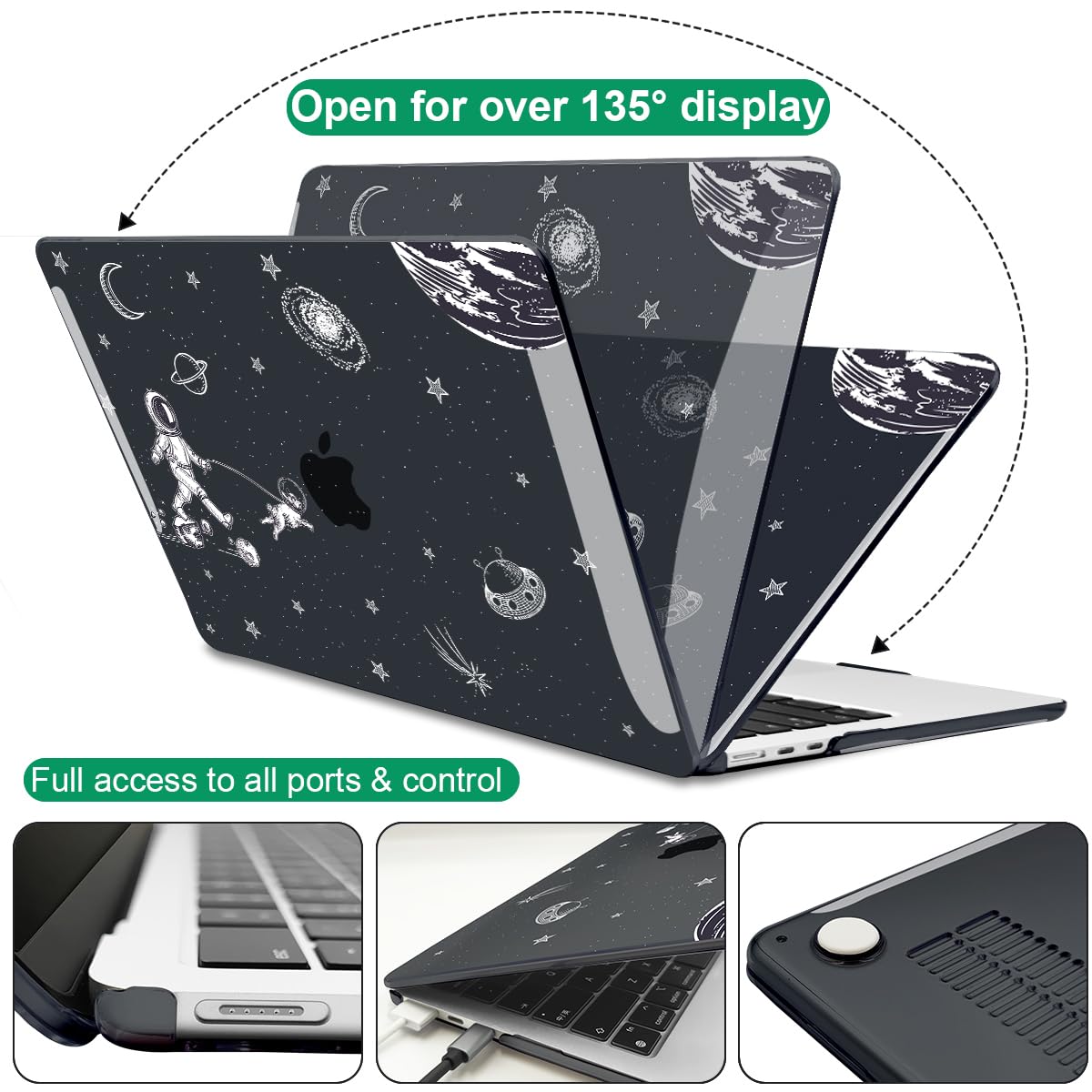 LCMOCICO for MacBook Air 13 Case M5 M4 M3 M2 2026-2022,Astronauts Space Dog