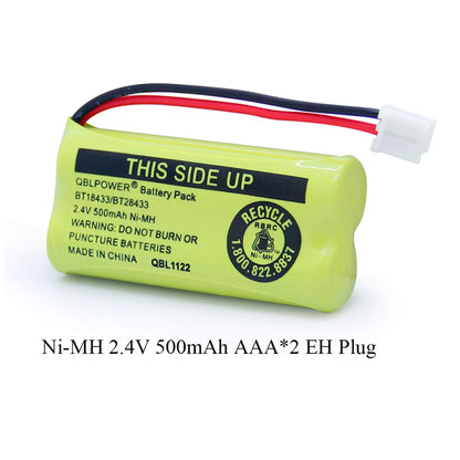 QBLPOWER BT18433/BT28433 2.4V 500mAh Ni-MH Battery Pack Rechargeable Compatible with BT184342 BT284342 BT-8300 BATT-6010 BT1011 BT1018 BT1022 BT1031 89-1326-00-00/89-1330-01-00/CPH-515D (Pack of 6)