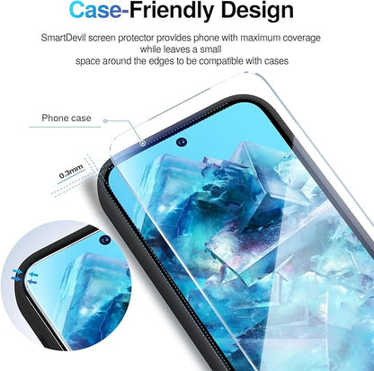 SMARTDEVIL [3+3 Pack Screen Protector For Google Pixel 8 Pro With Camera Lens Protector, FingerPrint Reader Compatible, Clear 9H Tempered Glass Film, Fast & Easy Installation, Alignment Frame
