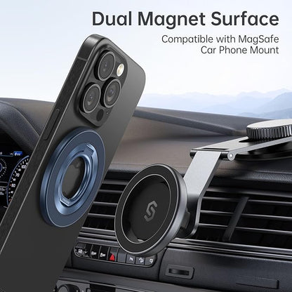 Syncwire Magnetic Phone Ring Holder for MagSafe, Magnetic Cell Phone Grip Ring Stand Finger Kickstand with Two-Sided Magnets Compatible with iPhone 16 15 14 13 12 Pro Max