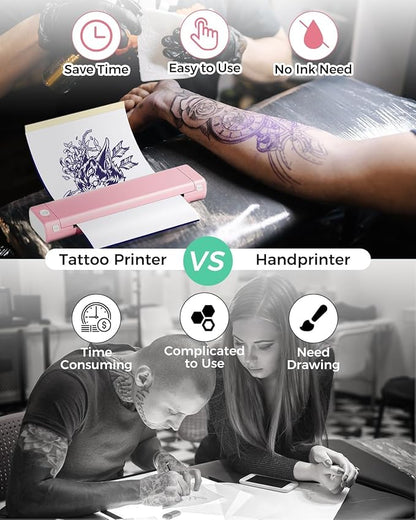 Phomemo Inkless Portable Printer for Travel - Wireless Thermal Printer Compatible with Phone & Laptop, Bluetooth Printers Supports 8.5" X 11" Letter Thermal Paper, Come with Carry Case