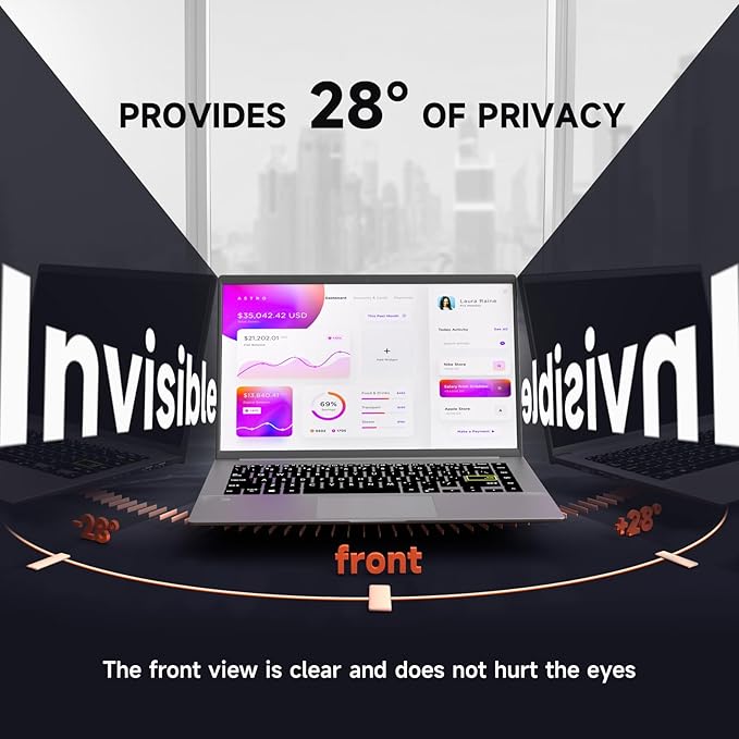 [2 Pack] 15.6 Inch Laptop Privacy Screen for HP/ Dell/ Acer/ Samsung/Asus/ Lenovo/Toshiba, Removable 16:9 Aspect Privacy Filter Screen Protector for 15.6 Inch Laptop, Anti Glare Blue Light Laptop